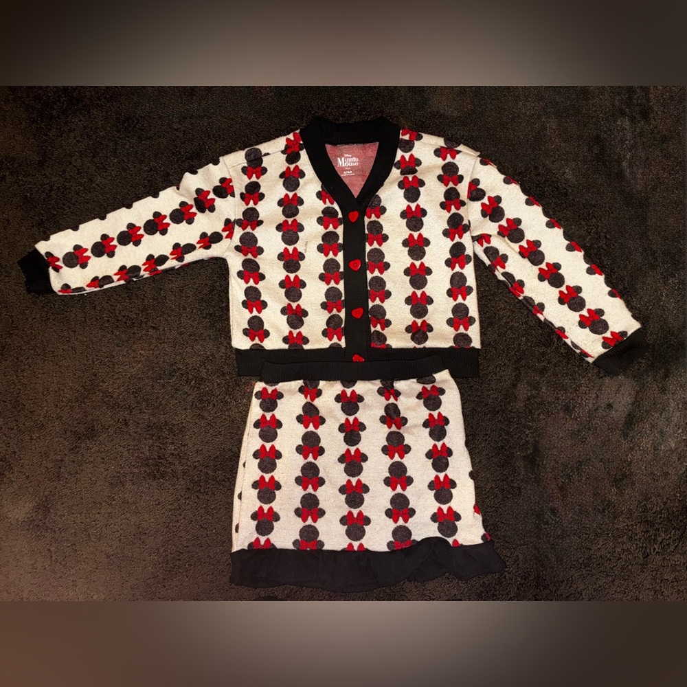 Charming Red and Black Kids Minnie Mouse skirt Set for the summer